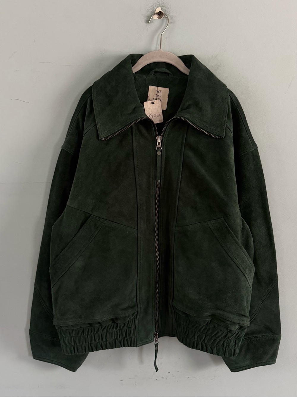 NWT Free People We The Free Desert Moon Green Grove Suede Bomber Jacket - Picture 5 of 10